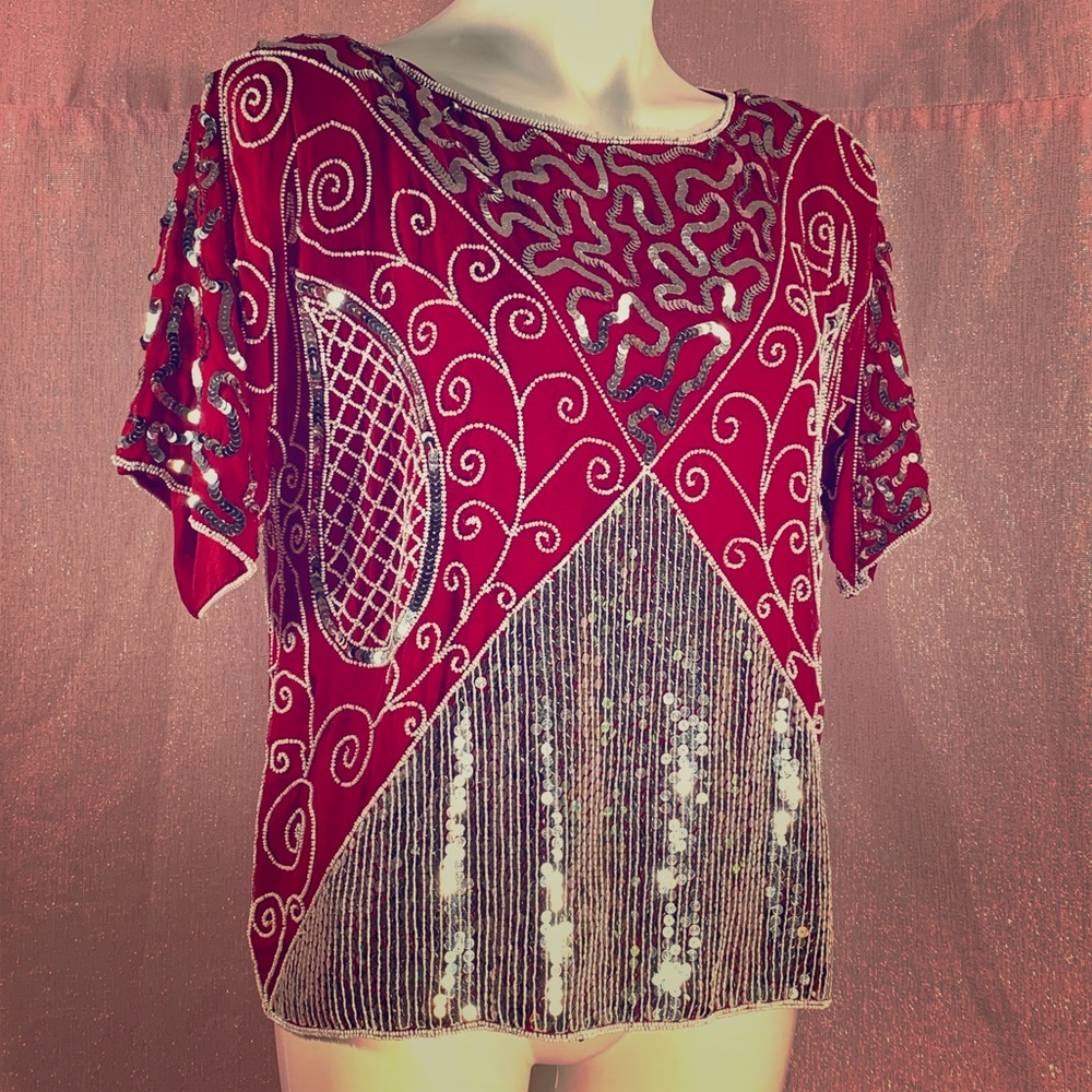 NWT! VINTAGE Glamorous Beaded and Sequined Top